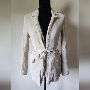 Bagatelle Collection Front Tie Button Tan Jacket Women's Sz M.